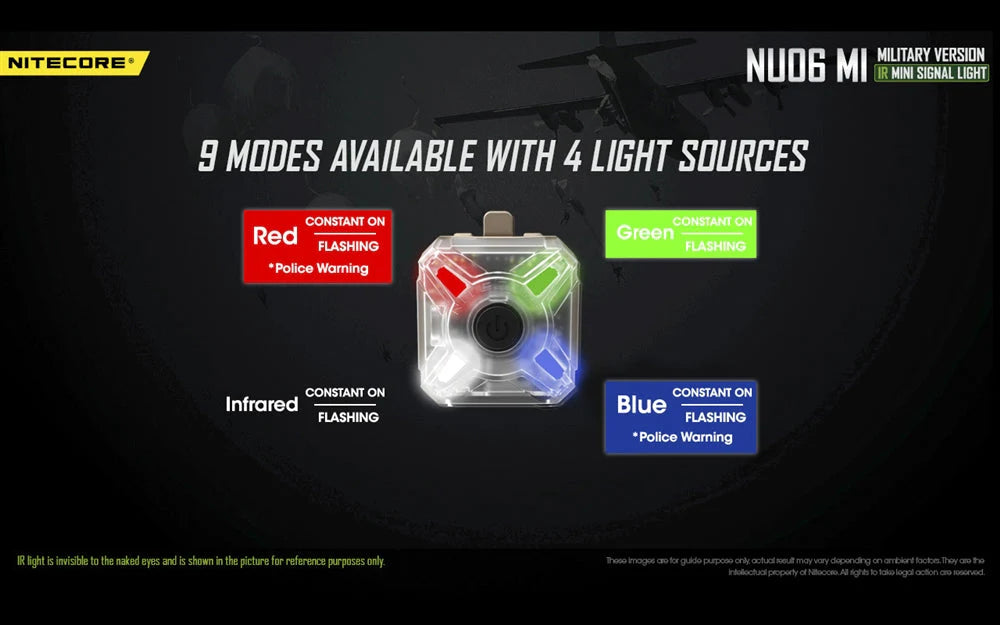 Nitecore NU06 MI Multicolor Signal And Safety Light - Red, Green, Blue & IR, Rechargeable