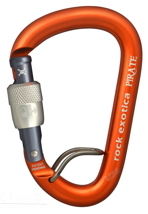 Rock Exotica Pirate WireEye Screw-Lock Carabiner - RescueGear.com
